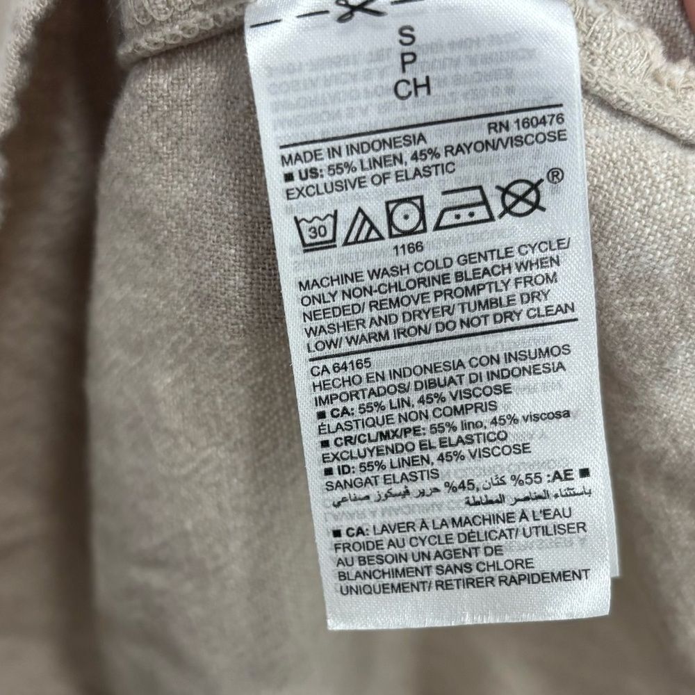 Old Navy Linen Blend Cream Beige Midi Length Dress Button front size small - Picture 4 of 7